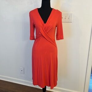 Banana Republic Red Form-Fitting Spandex Midi Dress, Sz. S.